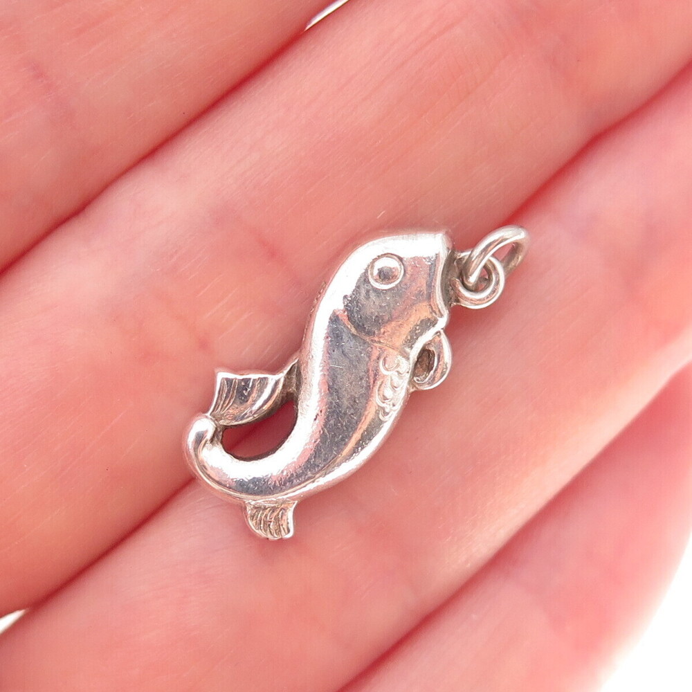 Georg Jensen 925 Sterling Silver Vintage Denmark Fish Charm Pendant